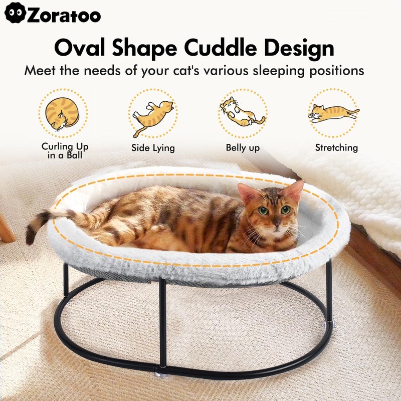 Zoratoo Elevated Cat Hammock Bed for Indoor Cats, Fluffy Warm