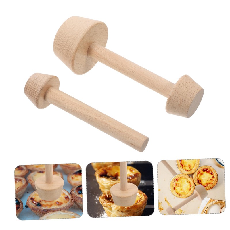 GLEAVI 2 Pcs Double Sided Wooden Tart Tamper Egg Tart