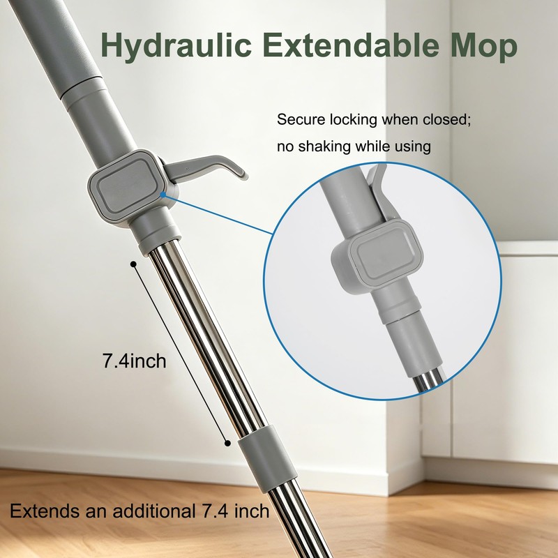 Flat Mop and Bucket System with Wringer Set, Wet Dry