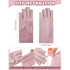 Sunblock Fingerless Gloves Non-slip UV Protection Driving Gloves Summer Outdoor Mittens for Women Girls(Beige, Pink, Black,3 Pairs)