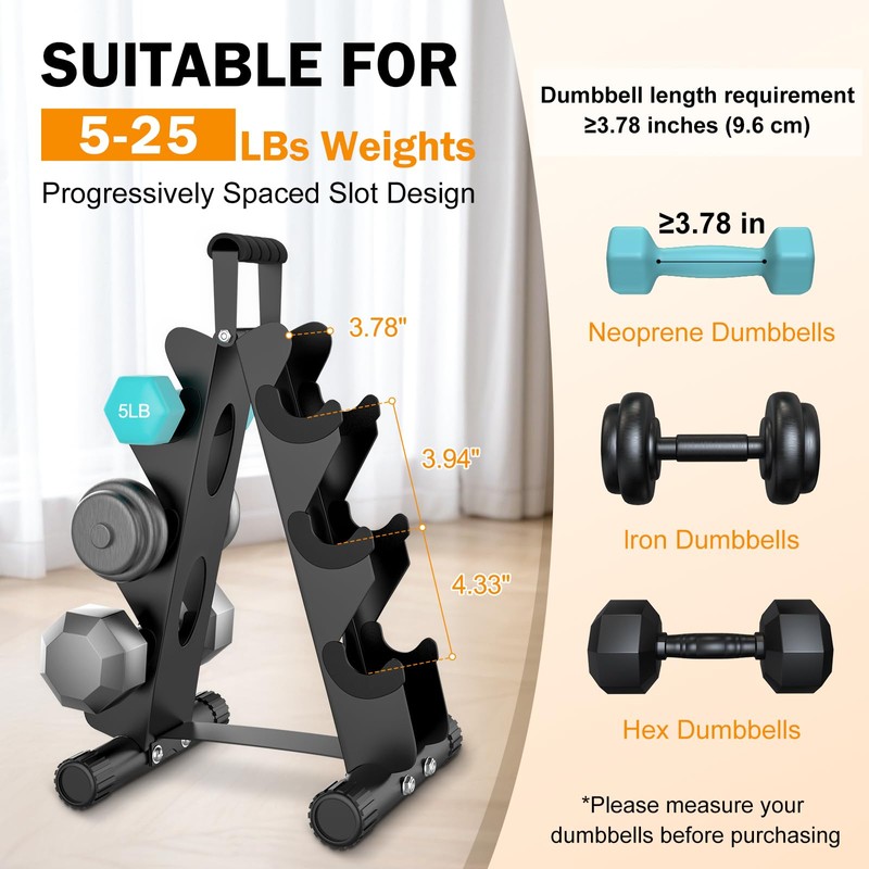 AmazeFan 5 Tier Dumbbell Rack Stand Only, A-Frame Design Weight