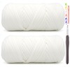 2 Pack Tshirt Yarn for Crocheting,White T Shirt Chunky Elastic