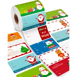 Greingways 500 Christmas Name Tags Stickers - Self Adhesive Labels for Gifts, Bags, Boxes, Wrapping Paper
