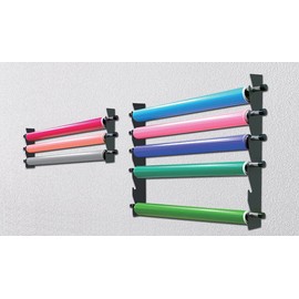 Signworld Wall Mount Rack Width 63” for Linen Rolls, Fabric Rolls, Texture Rolls and Vinyl Rolls - Holds 3 Rolls (3 Poles Included)