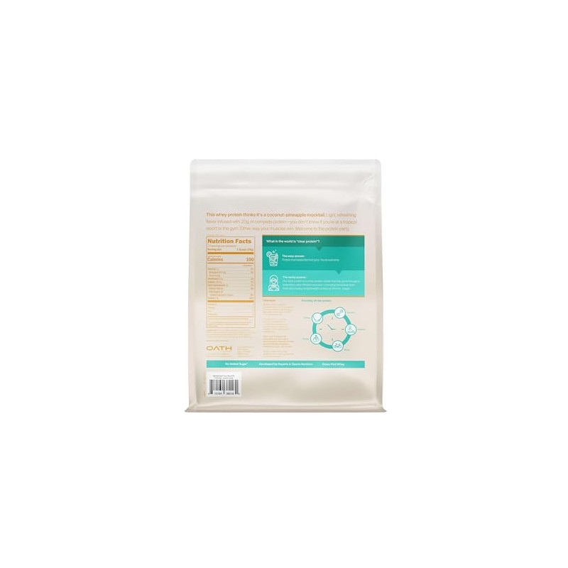 Oath Nutrition Clear Whey Isolate Protein Powder, Coconut Colada, 20g
