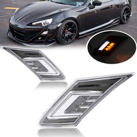 Clear Lens White/Amber LED Front Side Marker Light Kits for 2017-2020 Toyoto 86/GT86 2013-2016 Scion FR-S 2013-2020 Subar.u BRZ LED Turn Signal Lights Running/Parking White/Amber Led Sidemarker Lamps