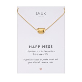 LUUK LIFESTYLE Stainless steel with bean I single bead pendant, classy and minimalist design for formal occassions, gift idea for girlfriend, gold