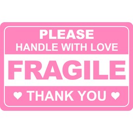 3x4.5 100 PCS Pink Fragile Handle with Love Labels Thank You Stickers Shipping Mailing Cartons Envelops Adhesive Labels-Poskornwel