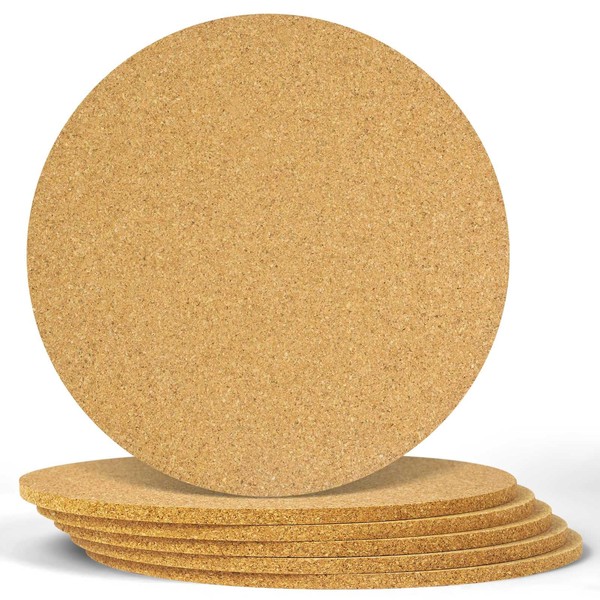 Flintronic Set of 6 Pot Coasters, 18 cm Diameter, Cork