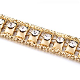 Trimming Shop Women's Gold Waist Chain Belt With Silver Rhinestone For Womens, Girls, Wedding, Fashion Accessories, Ceremony, Western Dresses, Party Wear, etc. (122cm, Long)