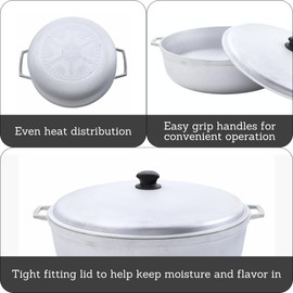 IMUSA GAU-80508 Jumbo Traditional Natural Caldero for Cooking and Serving, 18 Quart, Silver