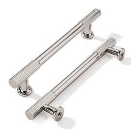 khtumeware 5 Inch Hole Center 10 Pack Polished Nickel Heavy Duty Solid Cabinet Pulls Kitchen Drawer Handles, for Dresser cabinets, cabinets, Door cabinets, Hardware