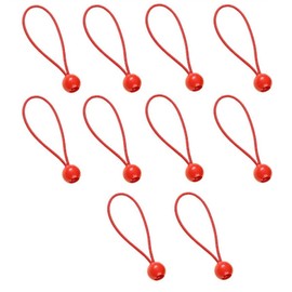 FJmark Rubber Band, Light Tiger, Truck Seat, Large, Medium Size, Ball Stop, Easy Installation, Shatterproof, Multi-purpose, Ball Bungee, Red, 5.9 inches (15 cm), Pack of 10