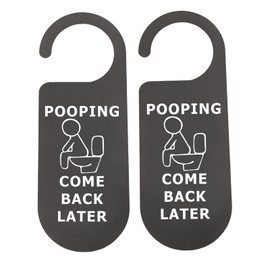 CENWA 2 Pcs Pooping Door Tag Pooping Come Back Later Do Not Disturb Door Hanger Funny Gifts (POOPING)