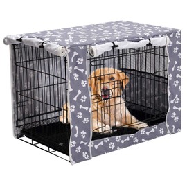 Pethiy Dog Crate Cover Durable Polyester Pet Kennel Cover Universal Fit for Wire Dog Crate - Fits Most 48 inch Dog Crates - Cover only-Sky Gray-48