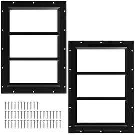 NeatiEase 2 Pack Shed Windows 10"x18", Transom Window Fixed Design with Tempered Glass for Playhouses, Sheds, Garage and Chicken Coops (Black)