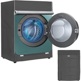 MBOOM Washer Dryer Cover Waterproof Outdoor, 600D Oxford Heavy Duty Dustproof Front Load Washing Machine Cover, Universal Fit 27”W x 33”D x 39”H, Gray