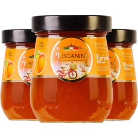 Tuscanini Premium Italian Apricot Preserves, 11.64 oz Jar (3 Pack) 50% Real Fruit | Spreadable Fruit Jam | No High Fructose Corn Syrup | No Preservatives | Non GMO | Gluten Free | Certified Kosher - Including Passover