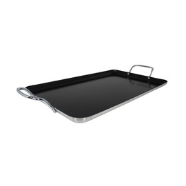 IMUSA Ceramic Nonstick, Stovetop Double Burner Griddle with Metal Handles, 17-Inch, Black