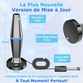 Indoor TV Aerial, Powerful TNT HD, 2024 Newest Indoor TV Aerial, with High Gain Signal Amplifier, 360° Range, Reception with Strong Magnetic Base for