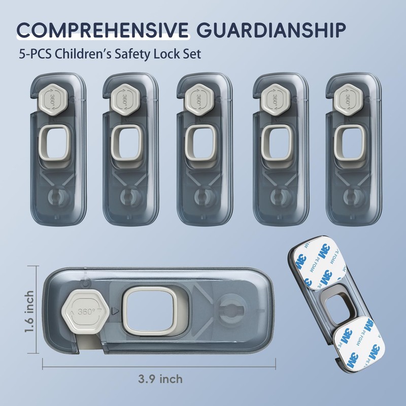 Blissleaf 5-Pack Fridge Locks, Child Proof Refrigerator/Freezer Door Lock, Child
