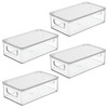 mDesign Plastic Storage Bin Box Container with Lid and Built-in