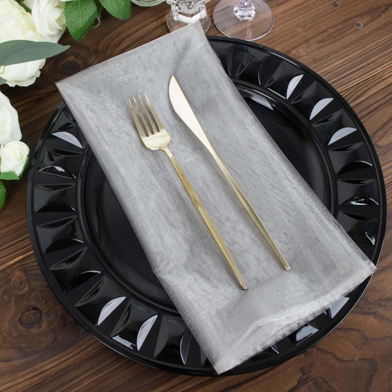 Tableclothsfactory 10 Pack | Silver Sheer Organza Decorative Dinner Table