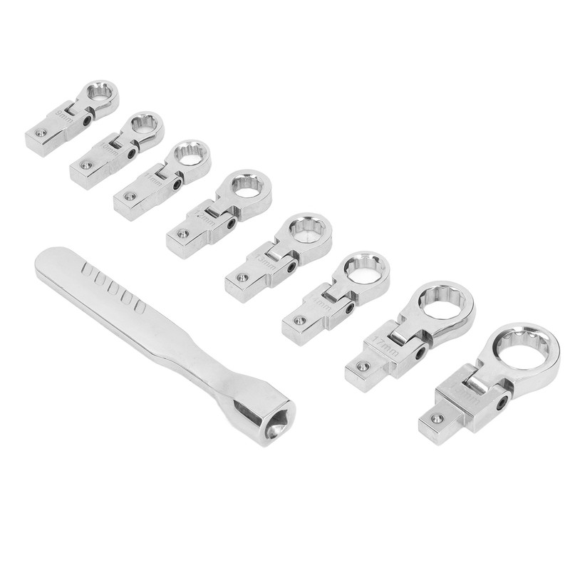 9Pcs Interchangeable Ratchet Wrench Chromium Vanadium Steel Box Wrench Set