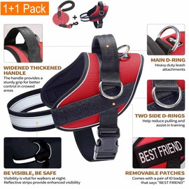 Haapaw Essential Dog Harness, No Pull Pet Vest with 3 Leash Clips, No Choke, Reflective, Adjustable and Padded, for Easy Walking and Training for Small Dogs(S, Red)