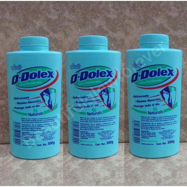 3 Avant Odolex Naturals Deodorant Talcum Powder Feet & Body 10.58oz, 300g each
