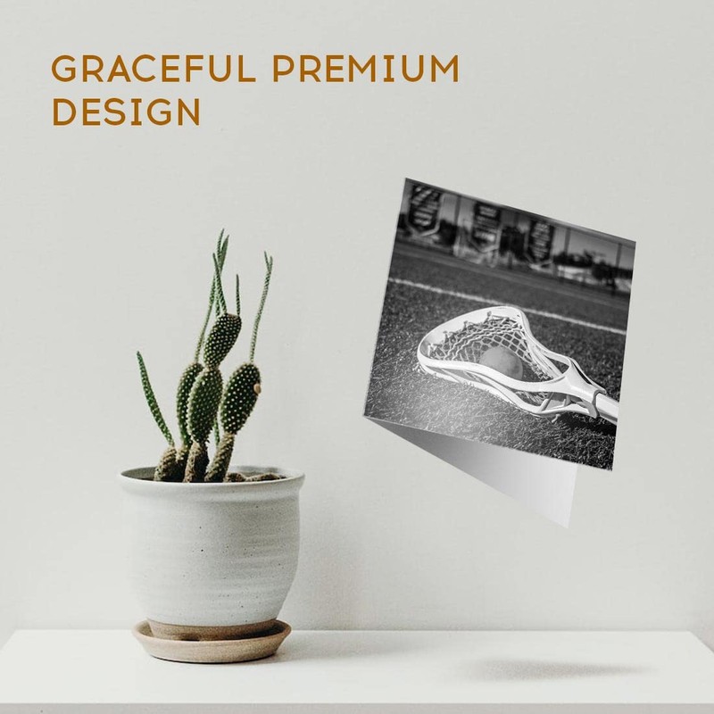 1 x Greeting Card BW - Lacrosse Stick Ball Player