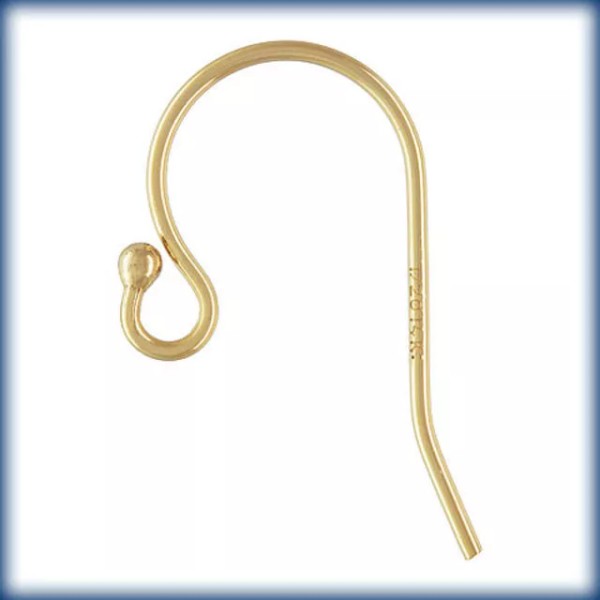 Mayas Gems 50pc, Gold Earwires, Bead End. Bead End Hooks.