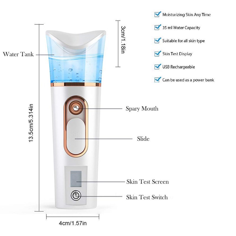 FATUXZ Handy Nano Mist Sprayer with Skin Analyzer Moisture Tester,