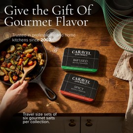 Sea Salt Gift Set - Infused & Spicy Salt Sampler Collections - 12 Flavors with Reusable Tins - Great Gifts for Everyone - by Caravel Gourmet