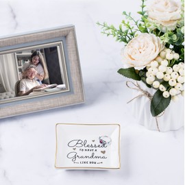 Piudee Grandma Birthday Gifts from Granddaughter Grandson, Gift for Grandma Jewelry Ring Dish Blessed to have a grandma like you, Mother's Day Christmas Valentines Day Gifts for Grandma Nana
