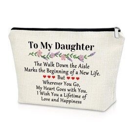 Sazuwu Daughter Wedding Gift from Parents Makeup Bag to My Daughter from Mom Bridal Shower Presents for Bride Cosmetic Bag Bachelorette Wedding Day Presents Travel Pouch