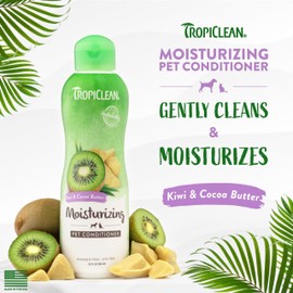 TropiClean Dog Conditioner Grooming Supplies - Moisturising Dog Conditioner for Allergies & Itching - Derived from Natural Ingredients - Used by Groomers - Kiwi & Cocoa Butter, 355ml