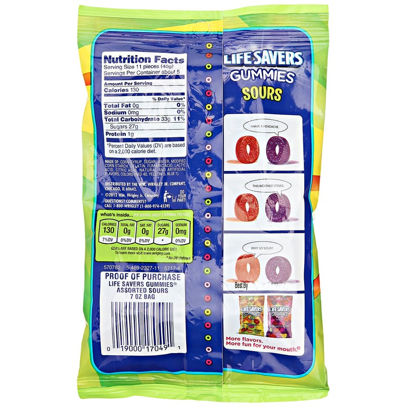 Lifesavers Sour Gummies Assorted Flavors, 7 oz