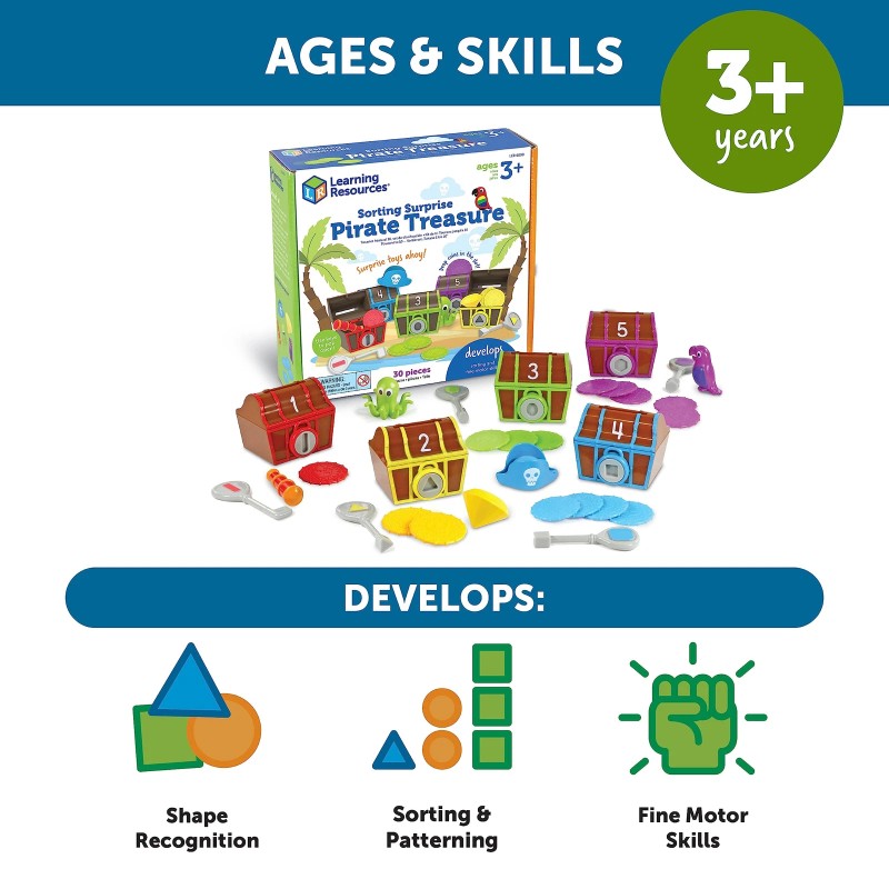 Learning Resources Sorting Surprise Pirate Treasure Toy for Kids Unlock