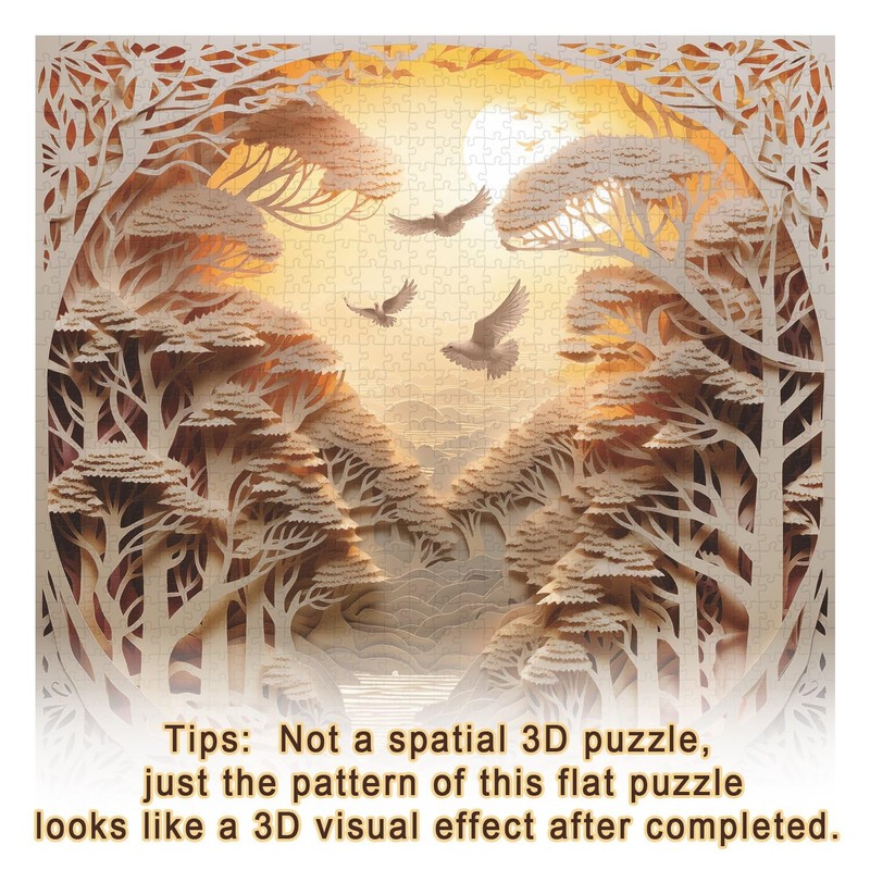 Forest Sunset Puzzles for Adults 1000 Pieces, Difficult Challenge Tree