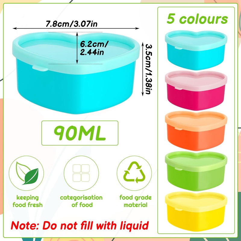 saerryor 15Pc Small Food Containers with Lids, 90ML Plastic Snack