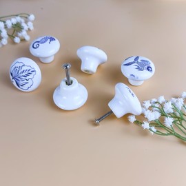 Lasyman 6PCS1.49Inch Coastal Beach Cabinet Themed Nautical Kids Ceramic Drawer Knobs and Handles Pulls Nursery Dresser Knobs