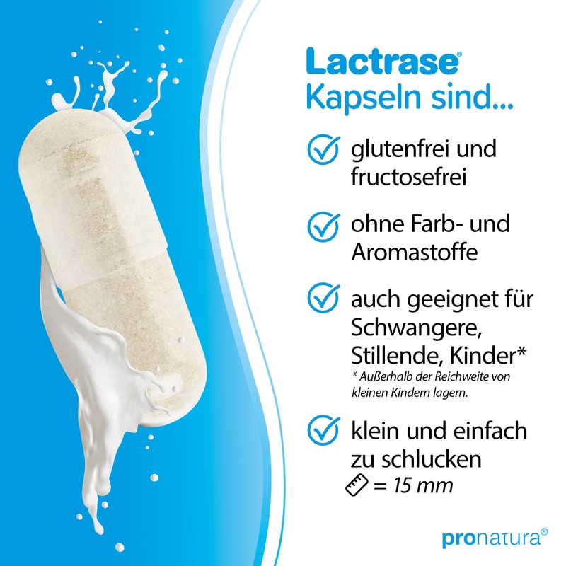 pro natura Lactrase 3300 – 100 Lactase Kapseln bei Lactose-Intoleranz,