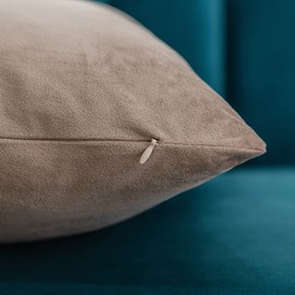 DEZENE Decorative Pillow Covers 24x24 Taupe: 2 Pack Cozy Soft Velvet Square Throw Pillow Cases for Farmhouse Home Decor