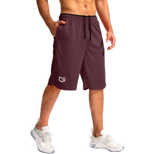 G Gradual Men's Basketball Shorts, Wine, Medium
