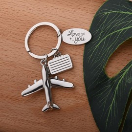 Long Distance Gifts for Him Her Girlfriend Boyfriend Birthday Christmas Gifts for Wife Husband I Love You Gifts for Fiancee Fiance Flight Keychain for Women Men Black Airplane Keychain for Car Keys