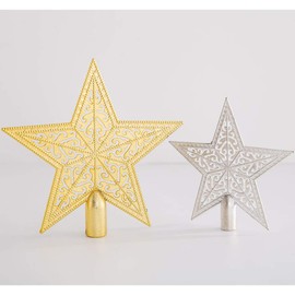 Christmas Tree Top, Star, Openwork, Christmas Ornament, Gold, Silver, Tree Decoration, Stylish Decoration, Tree Top, Luxurious Feeling (Silver, 7.9 inches (20 cm)
