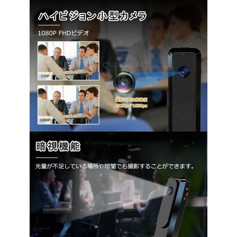 E. Small Security Camera, Night Vision, Long Continuous Recording, Clip,