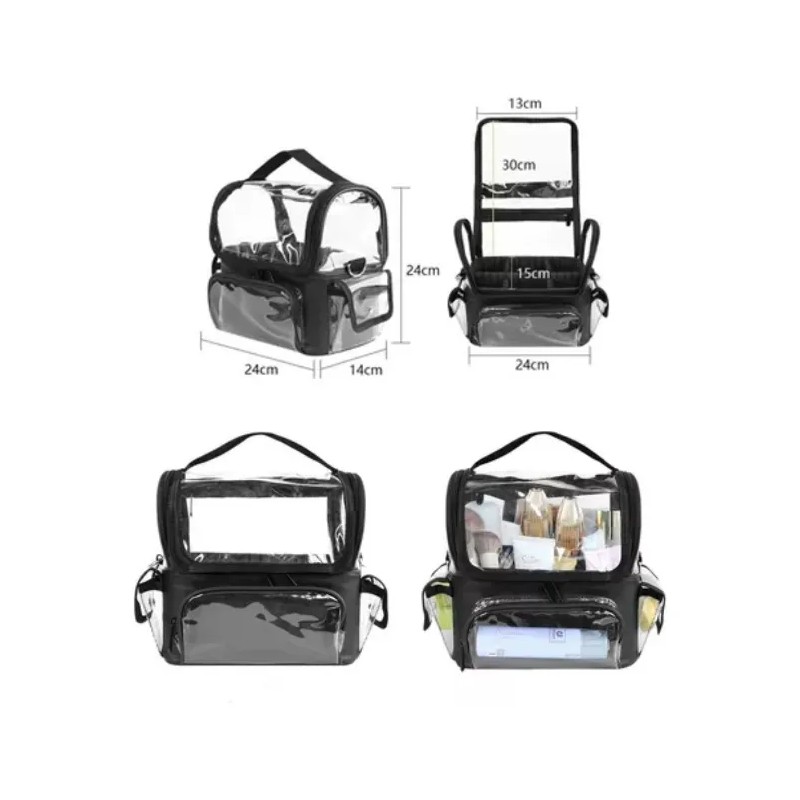 Bolsa Transparente Impermeable Para Cosméticos Color Negro Barbertop
