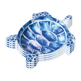 UPware Platos de postre de melamina en forma de tortuga marina índigo, sin BPA, aptos para lavaplatos, para postres, aperitivos, aperitivos y frutas, azul, 7.5 x 6 pulgadas, juego de 4
